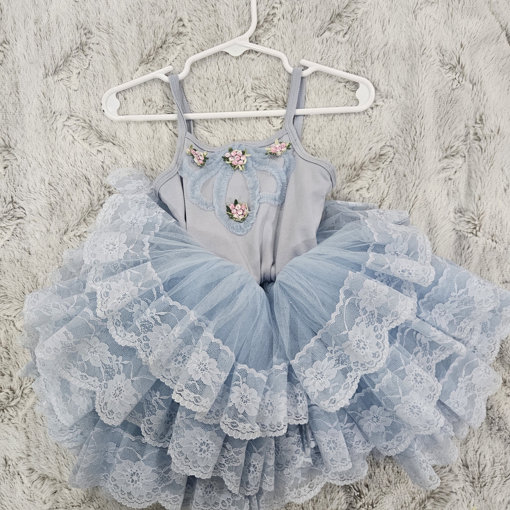 Dollcake Blue and White Dance Costume with Lace and Ruffles